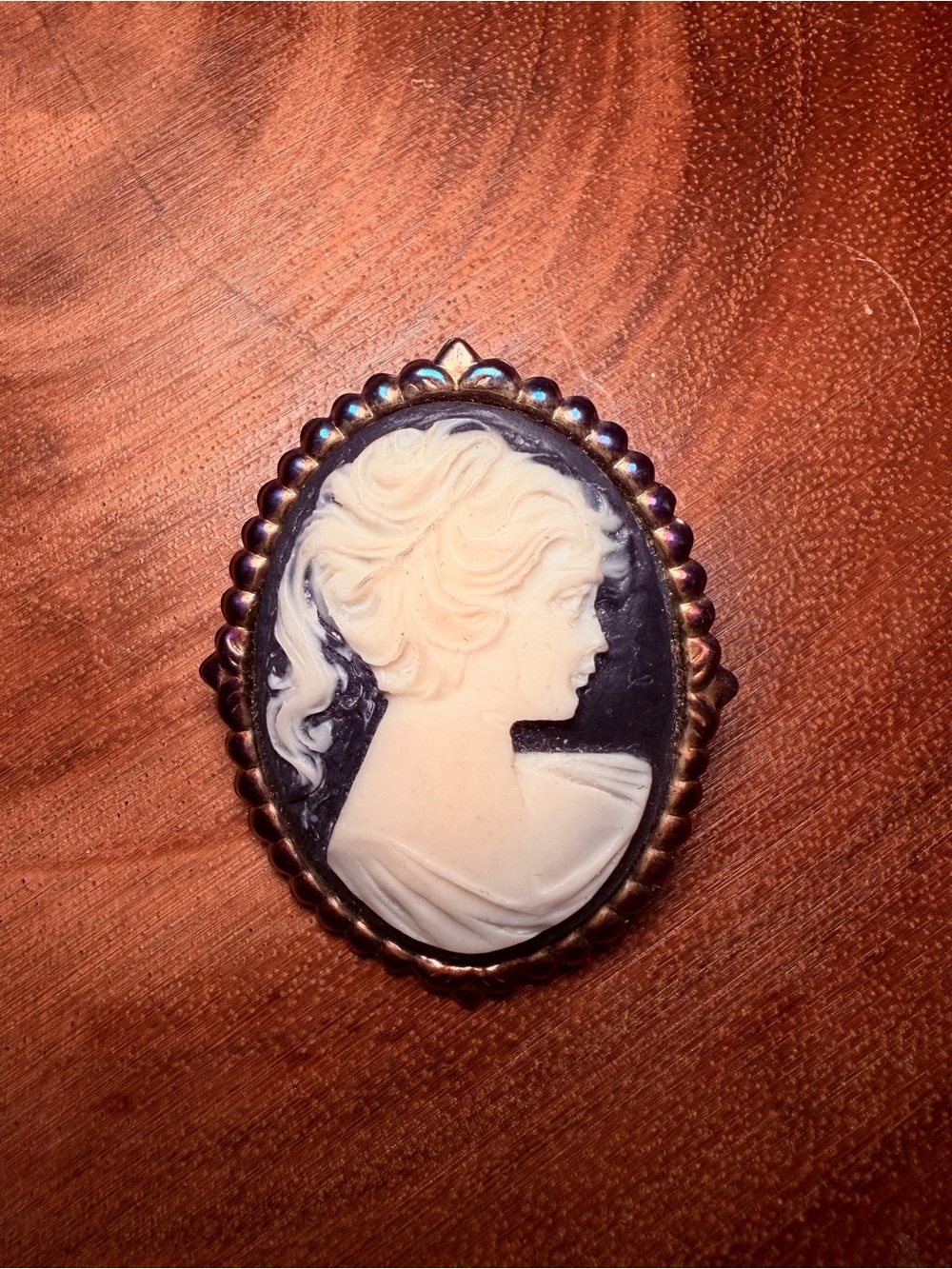 Victorian Style Black and Cream Cameo Brooch - Women Jewelry
